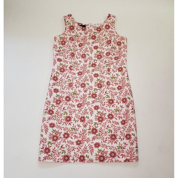 Charter Club Sheath Dress Women's Size 10 Cotton Pink Poppy Floral Zipper VTG - Picture 14 of 16